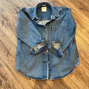 Abercrombie & Fitch Oversized Blue Denim Button Down Shirt Jacket Large